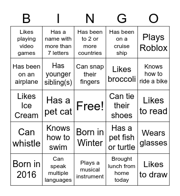 Summer Class C Bingo Card Bingo Card