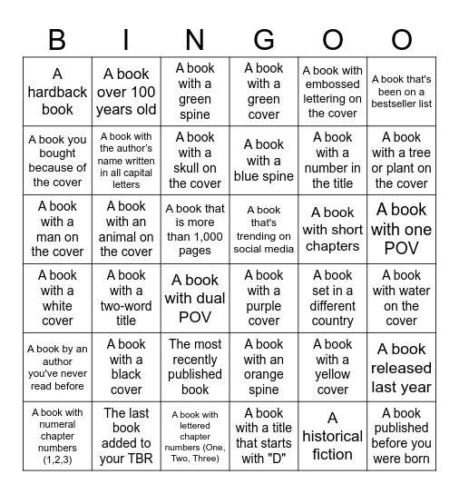 TBR Bingo Card