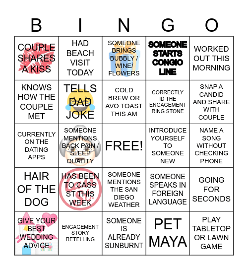 L + K Engagement Party Bingo Card