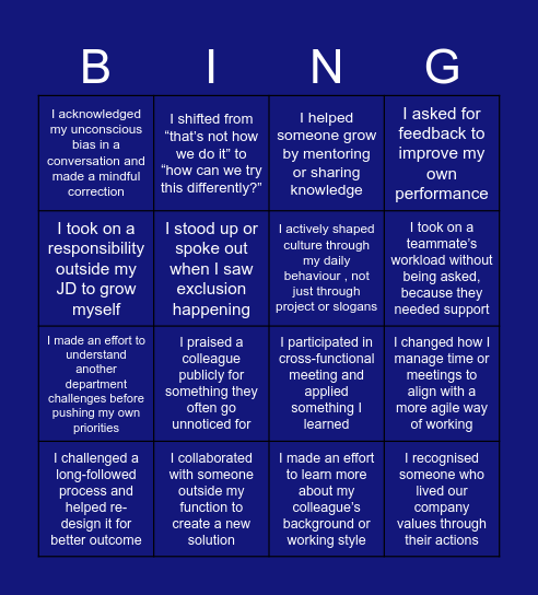 #IGNITEthechange Bingo Card