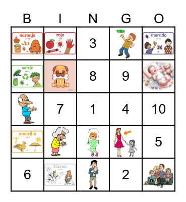 Colours, Numbers & Family Bingo Card