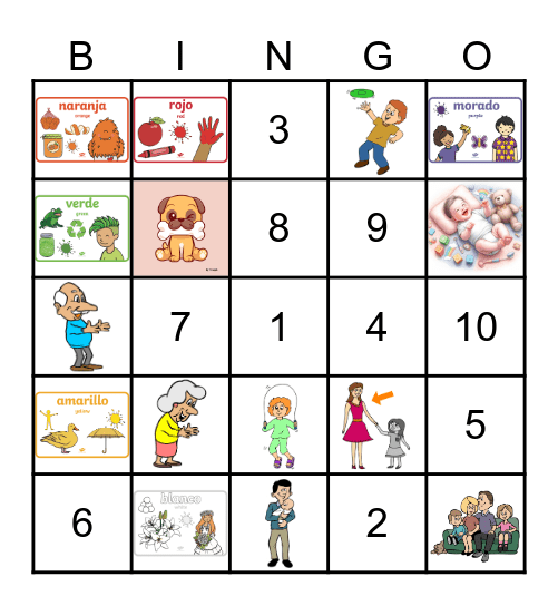 Colours, Numbers & Family Bingo Card