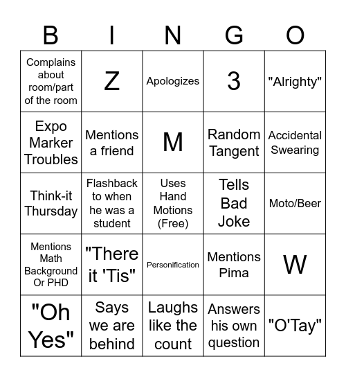 Hacker Bingo! Bingo Card