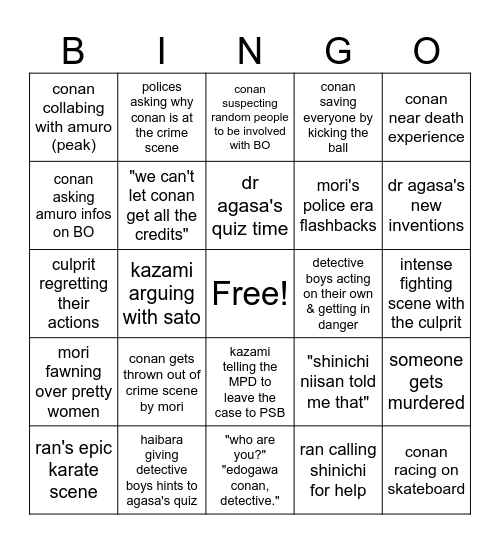 conan movie 28 Bingo Card