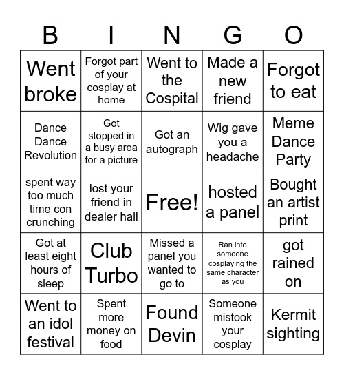 Akaicon Bingo Card