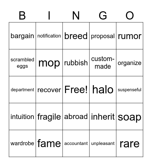 Bingo Axians A2 Bingo Card