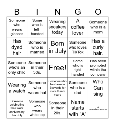 Human Bingo Card
