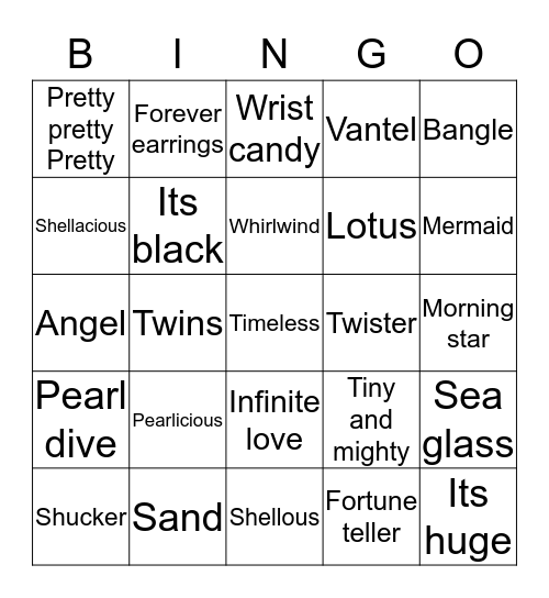 Pearl dive bingo Card