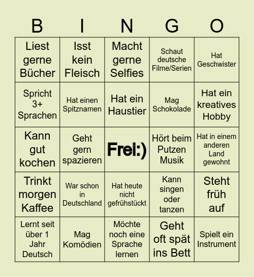 Kennenlern - Bingo Card