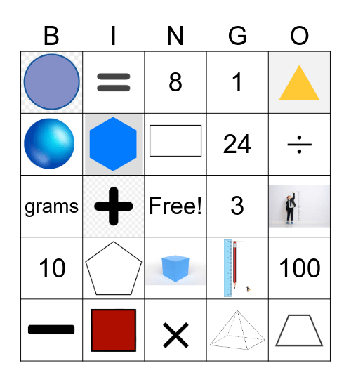 Maths Bingo Card