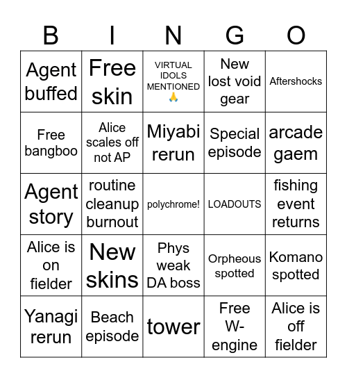 ZZZ 2.1 BINGO Card