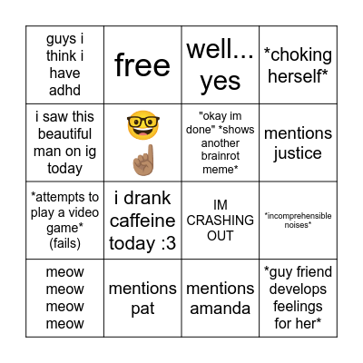 Alana Weekly Bingo Card