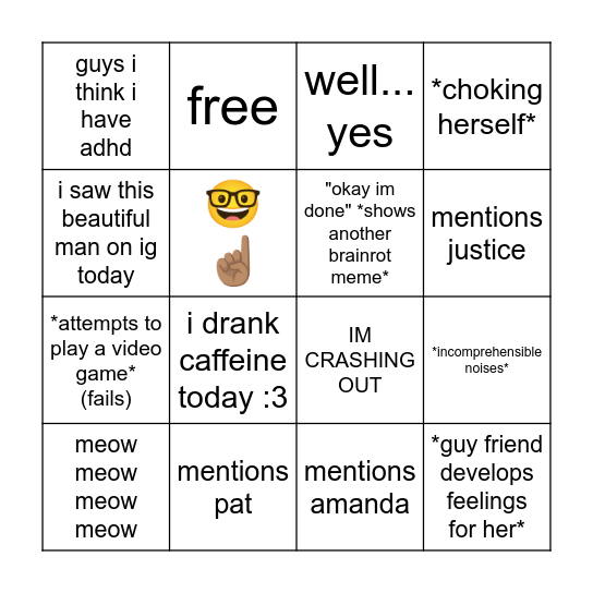 Alana Weekly Bingo Card