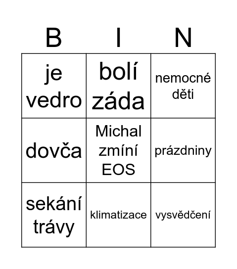 Retro bingo card Bingo Card