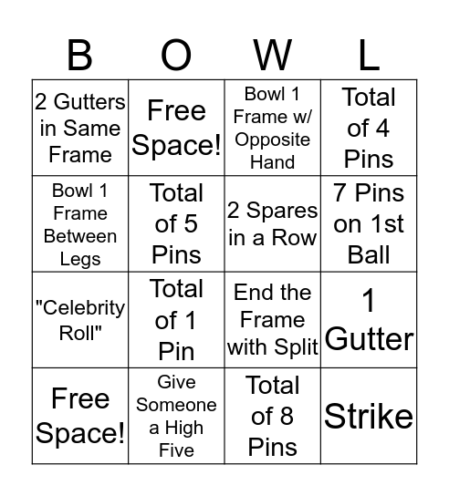 RSM Bowling Bingo Card