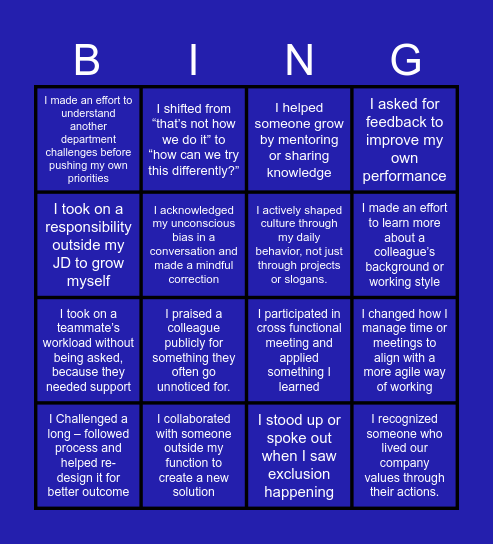#IGNITEthechange Bingo Card