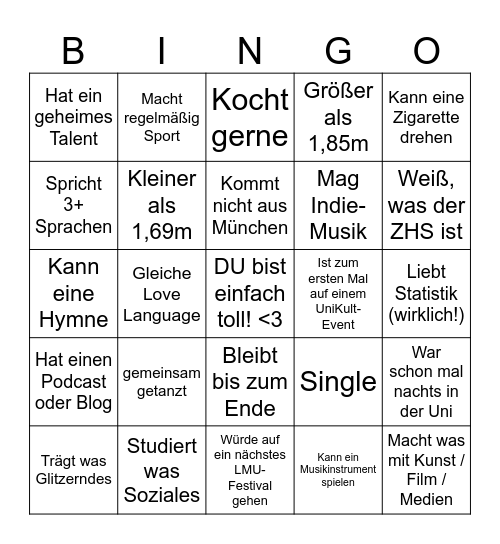 Sommerfest Bingo Card