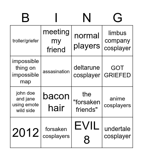 SEWH Bingo Card