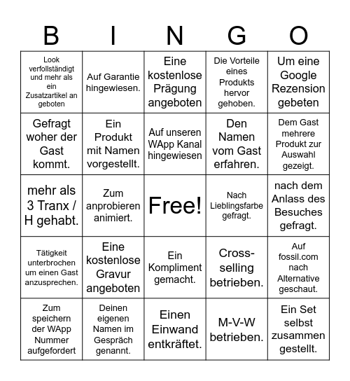 Create the Experience Bingo Card