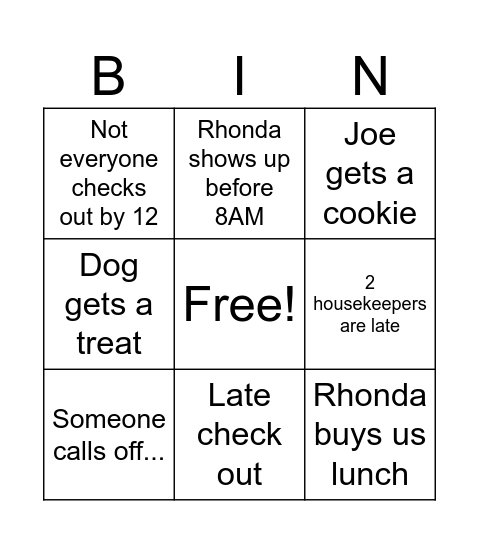 Work Bingo Card
