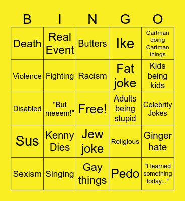 South Park Bingo! Bingo Card