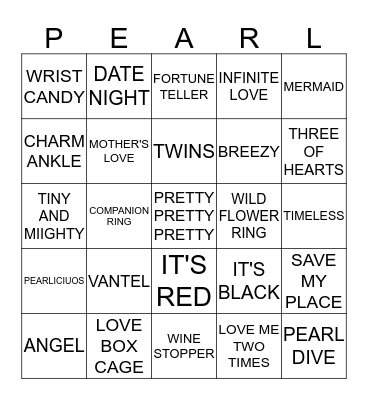 ROXY'S PEARL DIVE Bingo Card