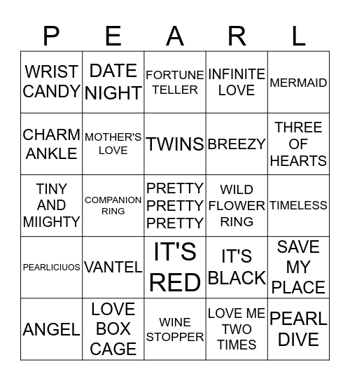 ROXY'S PEARL DIVE Bingo Card