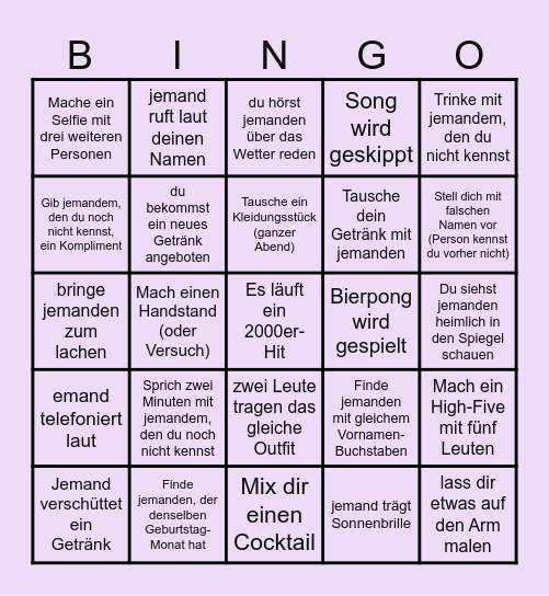 Cooles Bingo (ersten vier bekommen Preis!) Bingo Card