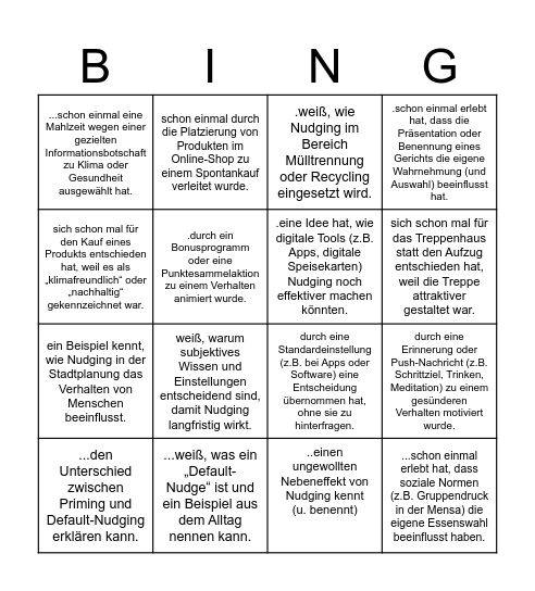 Nudging-Bingo Card