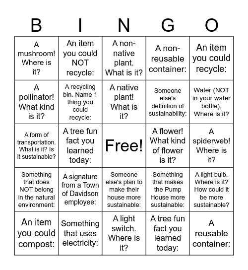 Sustainability Bingo! Bingo Card