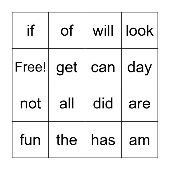 Snap Word Review for Genevieve! Bingo Card