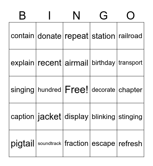 Decoding Multi-Syllabic Words! Bingo Card