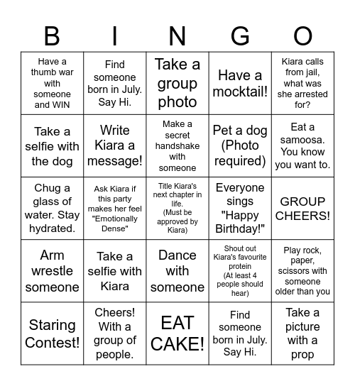 KIARA: SEASON 30 EP1 Bingo Card