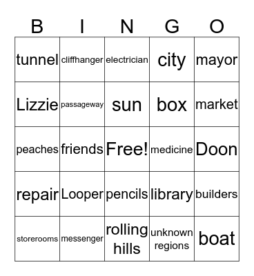 The City of Ember Bingo Card