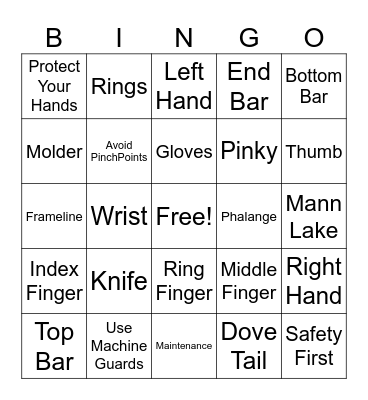 Safety Bingo Card