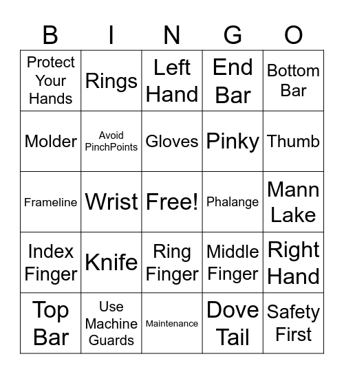 Safety Bingo Card