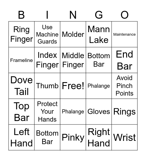 Safety Bingo Card