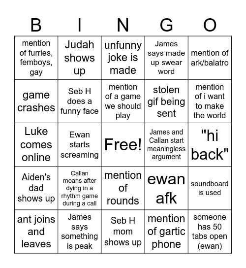 group of just 9 bingo Card