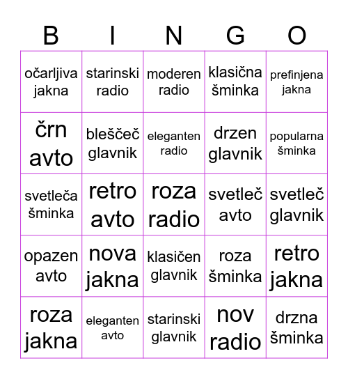 Briljantina Bingo Card