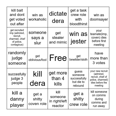 Tohe bingo Card