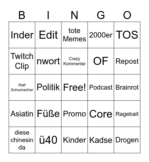 gayass Bingo Card
