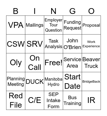 Supported Employment Bingo! Bingo Card