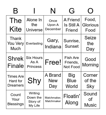 Broadway Bingo! Bingo Card