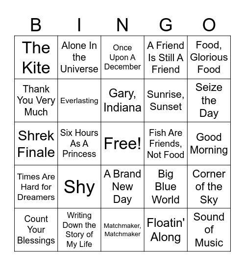Broadway Bingo! Bingo Card