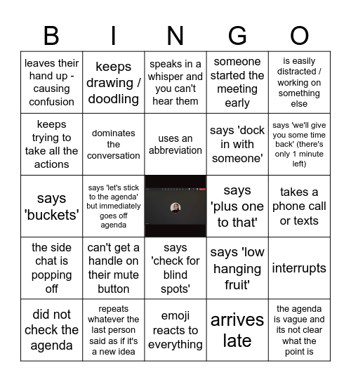 Inside out Bingo Card