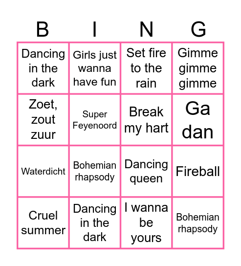 Ronde 1 Bingo Card