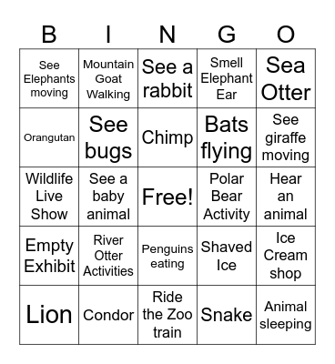 Oregon Zoo Finance Team Bingo Card