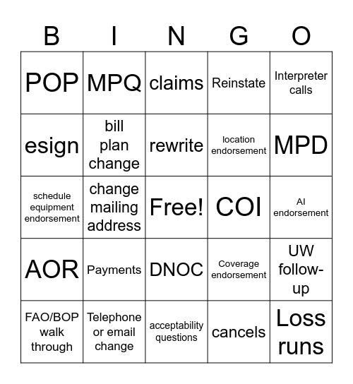 Bingo Card