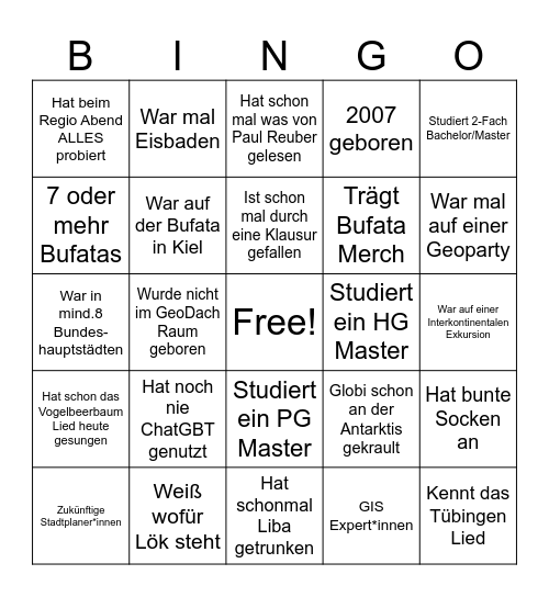 Geo Bingo Card