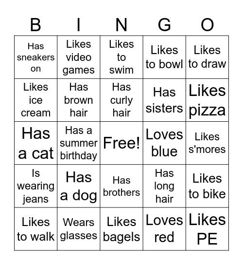 Find Someone Who Bingo Card